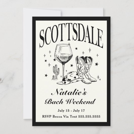 Scottsdale Bachelorette Sociale Cocktail Route Kaart (Voorkant)
