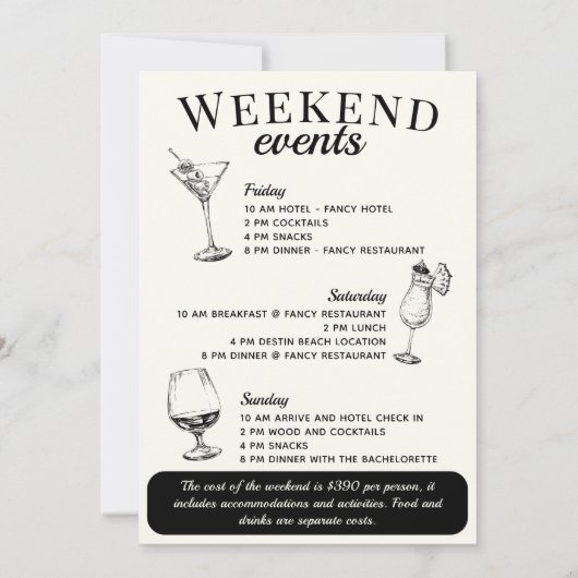 Scottsdale Bachelorette Sociale Cocktail Route Kaart (Achterkant)