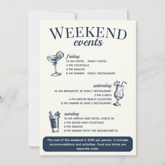 Scottsdale Bachelorette Sociale Cocktail Route Kaart (Achterkant)