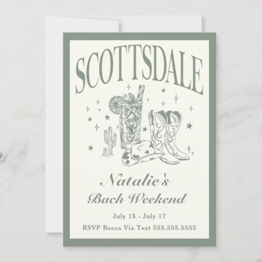 Scottsdale Bachelorette Sociale Cocktail Route Kaart (Voorkant)