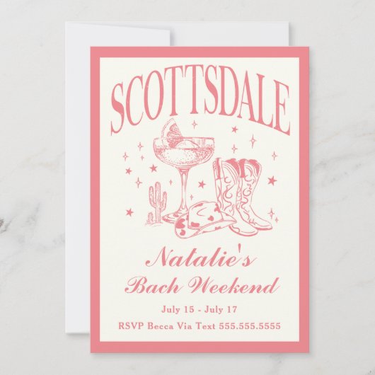 Scottsdale Bachelorette Sociale Cocktail Route Kaart (Voorkant)
