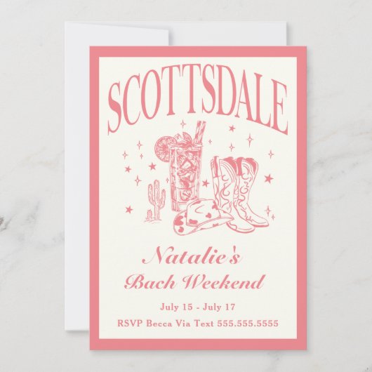 Scottsdale Bachelorette Sociale Cocktail Route Kaart (Voorkant)