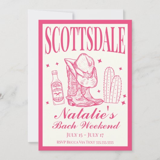 Scottsdale Bachelorette Sociale Cocktail Route Kaart (Voorkant)