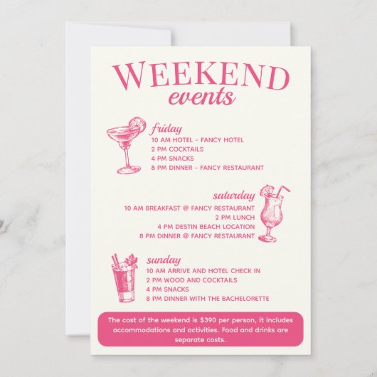 Scottsdale Bachelorette Sociale Cocktail Route Kaart (Achterkant)