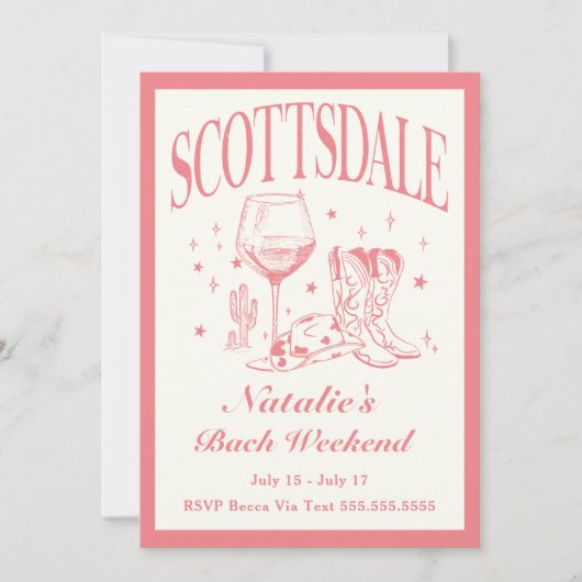 Scottsdale Bachelorette Sociale Cocktail Route Kaart (Voorkant)
