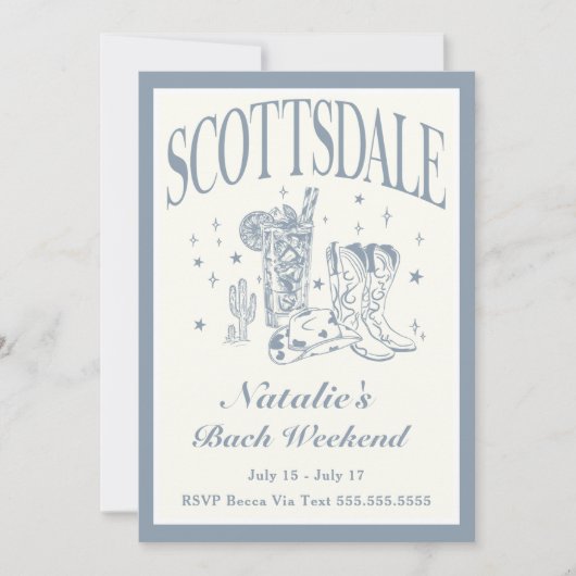 Scottsdale Bachelorette Sociale Cocktail Route Kaart (Voorkant)