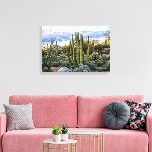 Scottsdale Succulent Sunset Canvas Afdruk (Insitu (Woonkamer))
