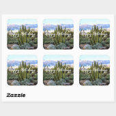 Scottsdale Succulent Sunset, Prettige feestdagen Vierkante Sticker (Vel)