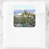 Scottsdale Succulent Sunset, Prettige feestdagen Vierkante Sticker (Tas)