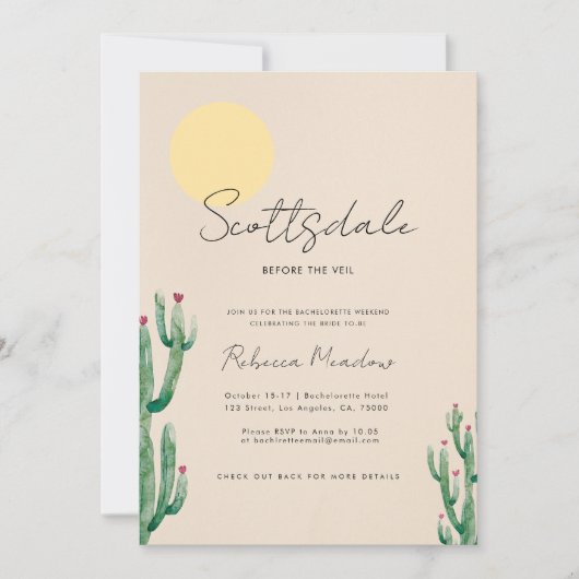 Scottsdale Voor De Veil Bachelorette Weekend Kaart (Voorkant)