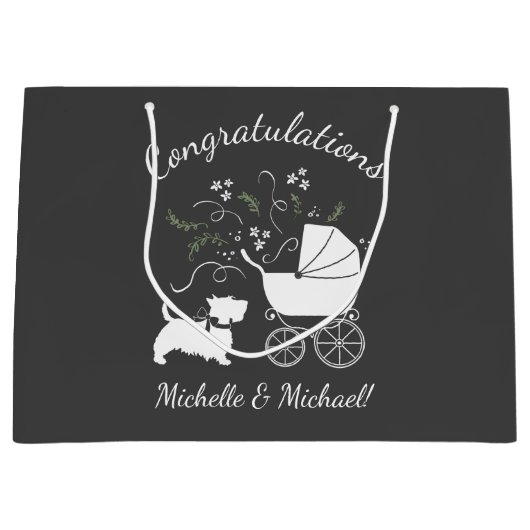 Scotty Dog-Baby shower Groot Cadeauzakje (Voorkant)