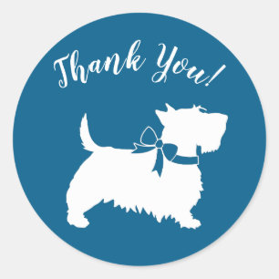 Scotty Dog Baby shower Puppy Scottish Terrier Blue Ronde Sticker