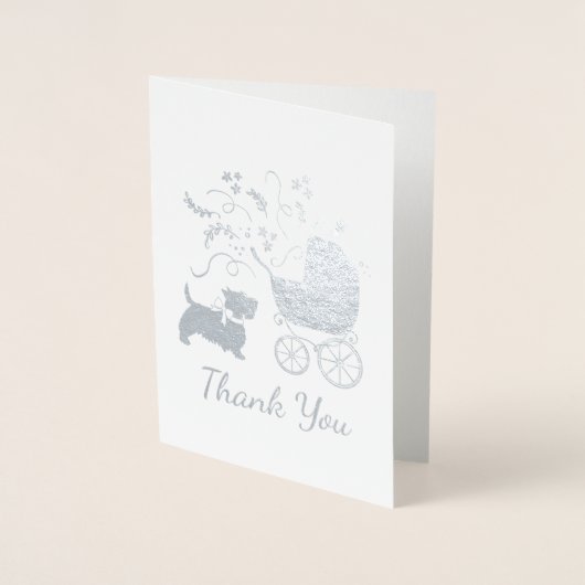 Scotty Dog Baby shower Puppy Scottish Terrier Gray Folie Kaarten (Voorkant)