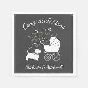 Scotty Dog Baby shower Puppy Scottish Terrier Gray Servet