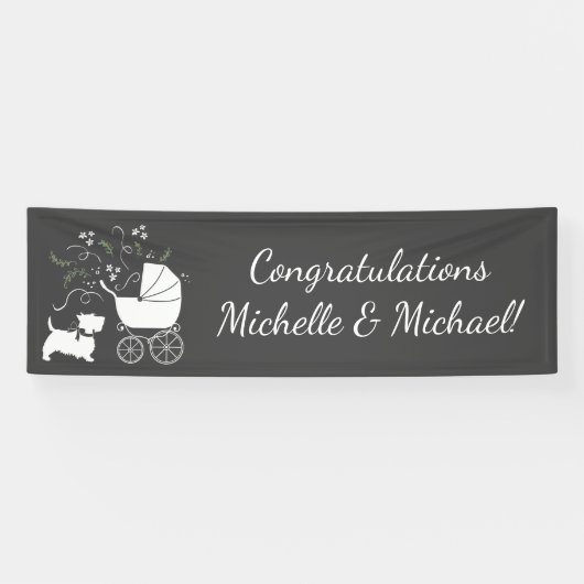 Scotty Dog Baby shower Puppy Scottish Terrier Gray Spandoek (Horizontaal)