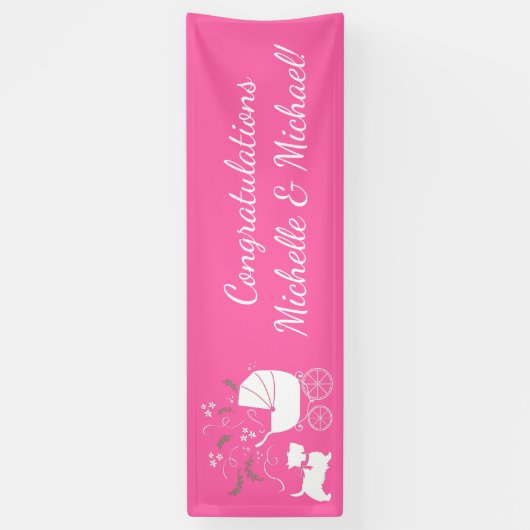 Scotty Dog Baby shower Puppy Scottish Terrier Pink Spandoek (Verticaal)