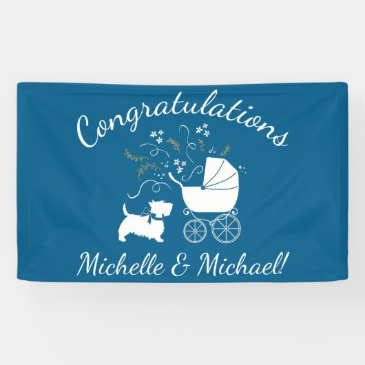 Scotty Dog Baby shower Scottish Terrier Blue Spandoek (Horizontaal)