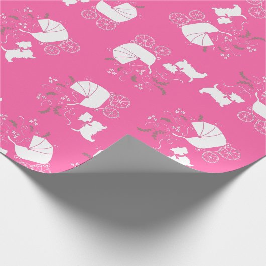 Scotty Dog Baby shower Scottish Terrier Pink Cadeaupapier (Hoek)