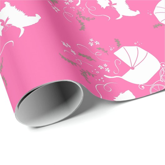 Scotty Dog Baby shower Scottish Terrier Pink Cadeaupapier (Rol Hoek)