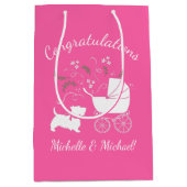 Scotty Dog Baby shower Scottish Terrier Pink Medium Cadeauzakje (Voorkant)