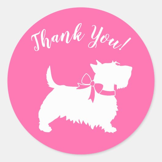 Scotty Dog Baby shower Scottish Terrier Pink Ronde Sticker (Voorkant)
