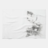 Scotty Dog en Labrador Friends Ink Drawing Theedoek (Horizontaal)