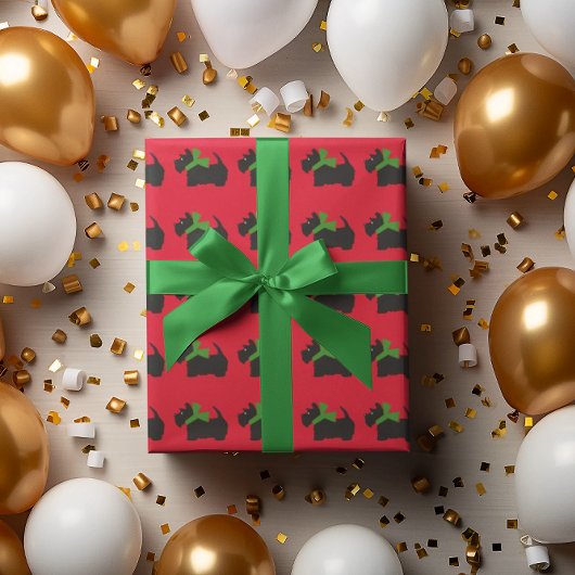 Scotty Dog en Tartan Vrolijk Kerstfeest Cadeaupapier