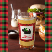 Scotty Dog en Tartan Vrolijk Kerstfeest Glas