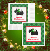 Scotty Dog en Tartan Vrolijk Kerstfeest Golfhanddoek