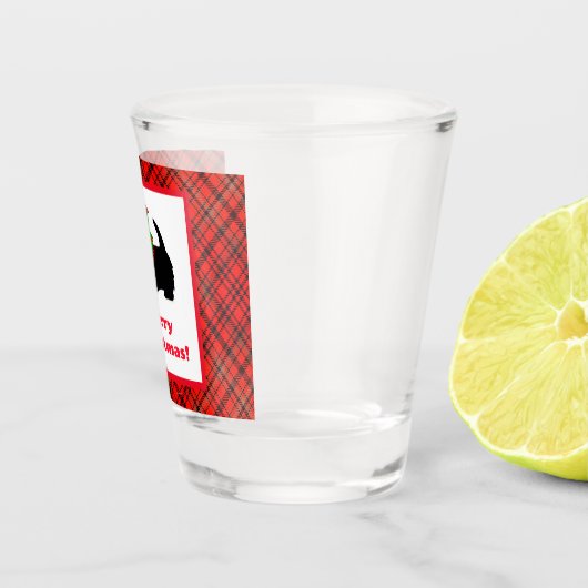 Scotty Dog en Tartan Vrolijk Kerstfeest Shot Glas (Rechts)