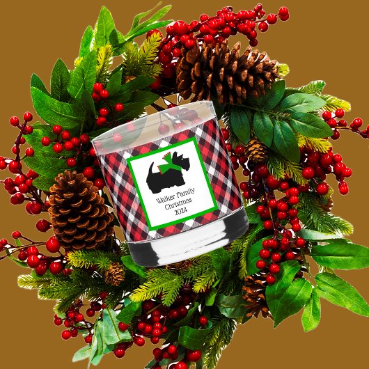 Scotty Dog en Tartan Vrolijk Kerstfeest Whisky Glas