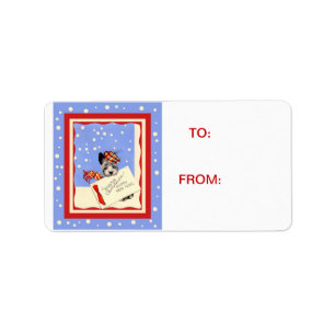 Scotty Dog Schotse Terrier Kerstmis Groet Label