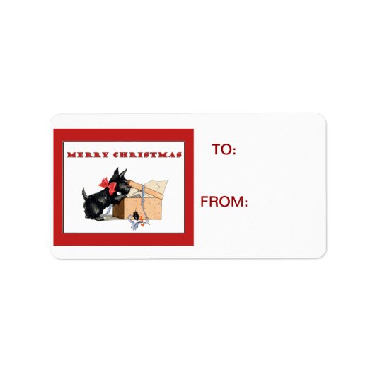 Scotty Dog Scottish Terrier kerstpakket Label (Voorkant)