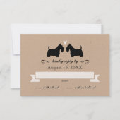 Scotty Dog Silhouettes Wedding RSVP Reactie (Voorkant)
