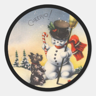 Scotty en Snowman zeggen "cheerio!" Ronde Sticker