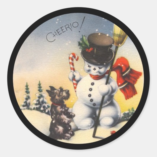 Scotty en Snowman zeggen "cheerio!" Ronde Sticker (Voorkant)