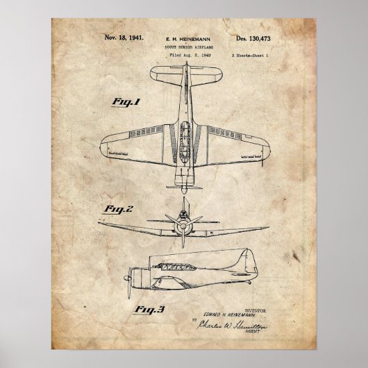 Scout Bomber Airplane Patent Poster (Voorkant)