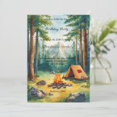 scout Camping party birthday invitation Kaart (Staand voorkant)