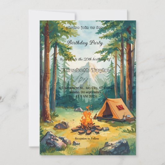 scout Camping party birthday invitation Kaart (Voorkant)