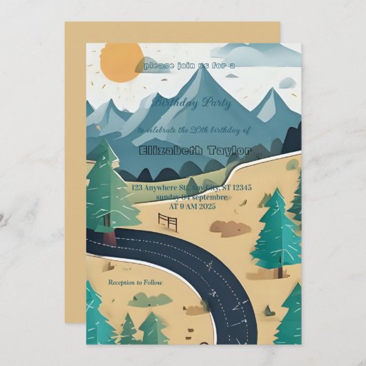 scout Camping party birthday invitation Kaart (Voorkant / Achterkant)