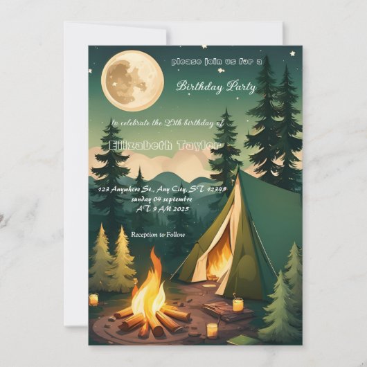 scout Camping party verjaardagsuitnodiging Kaart (Voorkant)
