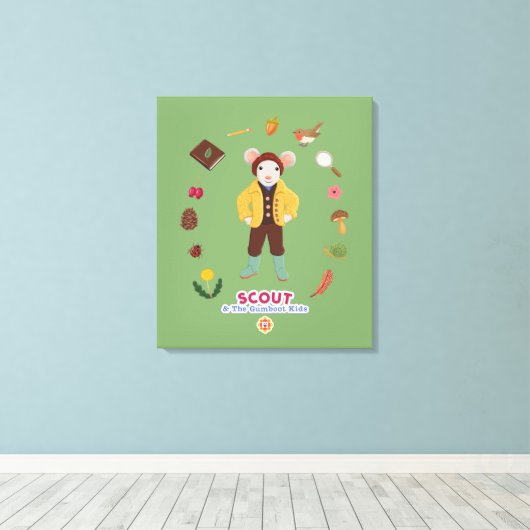 Scout & Gumboot Kinder Canvas Afdruk (Insitu (Houten vloer))