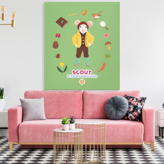 Scout & Gumboot Kinder Canvas Afdruk (Insitu (Woonkamer))