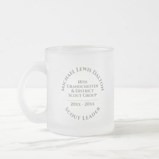 Scout Leader Frosted Glass Coffee Mok (Links)