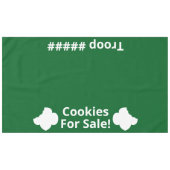Scouting Cookies te koop & Troop tafelkleed (Voorkant (Horizontaal))