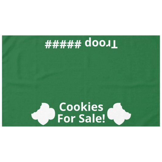 Scouting Cookies te koop & Troop tafelkleed (Voorkant (Horizontaal))