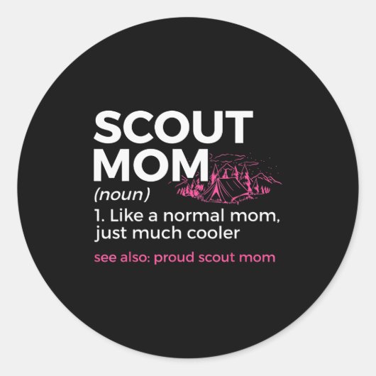 Scouting Funny Scout Mom Definition Proud Scout Mo Ronde Sticker (Voorkant)