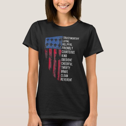 Scouting US America Flag Scouting Law T-shirt (Voorkant)