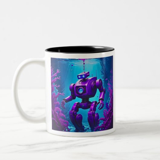 scoutingrobot onder water tweekleurige koffiemok (Links)