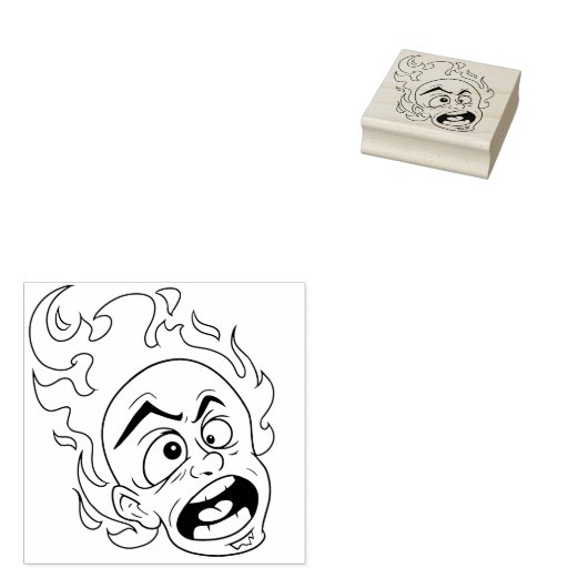 Scovillelicous Fire Head Wood Art Stamp Rubberstempel (Gestempeld)